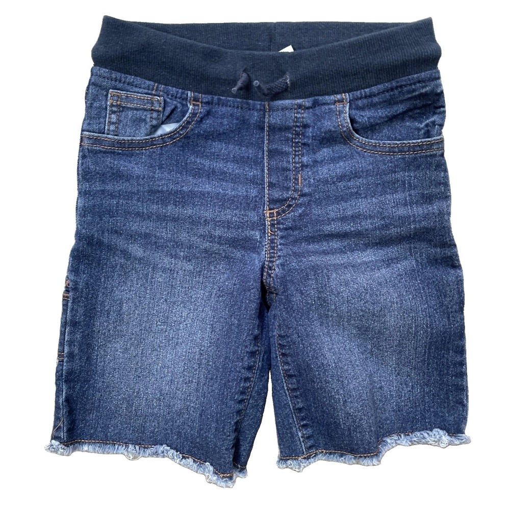 OshKosh B'gosh Boys 5T Denim Carpenter‎ Shorts Elastic Waist Cut Off Medium Wash